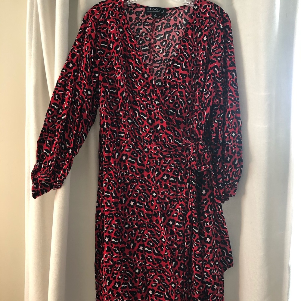 Red Leopard Wrap dress